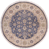 handmade Traditional Kafkaz Gray Blue Hand Knotted ROUND 100% WOOL area rug 6' x 6'