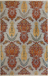 handmade Modern Kafkaz Gray Blue Hand Knotted RECTANGLE 100% WOOL area rug 4X6