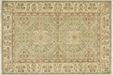 handmade Traditional Kafkaz Lt. Green Ivory Hand Knotted RECTANGLE 100% WOOL area rug 4x6