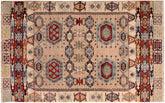 handmade Geometric Kurjean Tan Rust Hand Knotted RECTANGLE 100% WOOL area rug 4x6