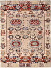 handmade Geometric Khorgeen Tan Rust Hand Knotted RECTANGLE 100% WOOL area rug 4x6