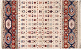 handmade Geometric Kurjean Beige Red Hand Knotted RECTANGLE 100% WOOL area rug 4x6