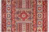handmade Geometric Kurjean Red Beige Hand Knotted RECTANGLE 100% WOOL area rug 5x7