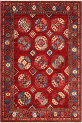 handmade Transitional Kafkaz Red Rust Hand Knotted RECTANGLE 100% WOOL area rug 6X8