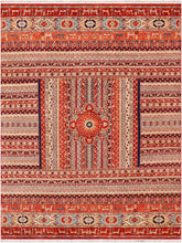 handmade Geometric Khorgeen Rust Blue Hand Knotted RECTANGLE 100% WOOL area rug 9x12