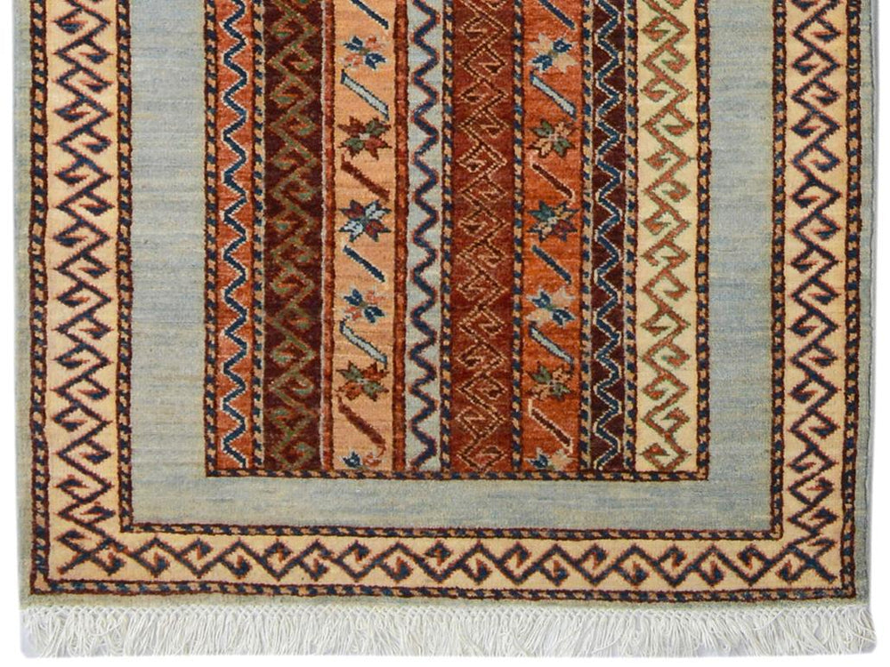 handmade Transitional Shawl Lt. Blue Ivory Hand Knotted RUNNER 100% WOOL area rug 2.6x9