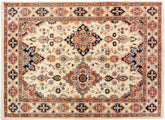 handmade Traditional Kafkaz Ivory Blue Hand Knotted RECTANGLE 100% WOOL area rug 5x7