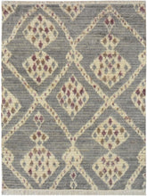 handmade Modern Moroccan Gray Ivory Hand Knotted RECTANGLE 100% WOOL area rug 4x6