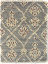 handmade Modern Moroccan Gray Ivory Hand Knotted RECTANGLE 100% WOOL area rug 4x6