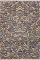 handmade Modern Kafkaz Gray Gray Hand Knotted RECTANGLE WOOL&SILK area rug 2X3