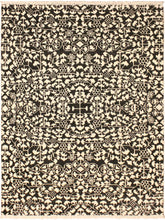 handmade Modern Ellie Black Ivory Hand Knotted RECTANGLE WOOL&SILK area rug 4x6