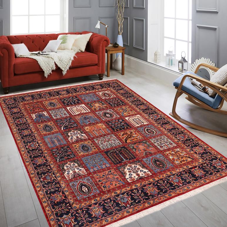 handmade Transitional Kafkaz Red Blue Hand Knotted RECTANGLE 100% WOOL area rug 8 x 10