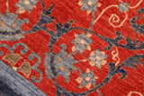 handmade Transitional Kafkaz Rust Blue Hand Knotted RECTANGLE 100% WOOL area rug 8 x 10