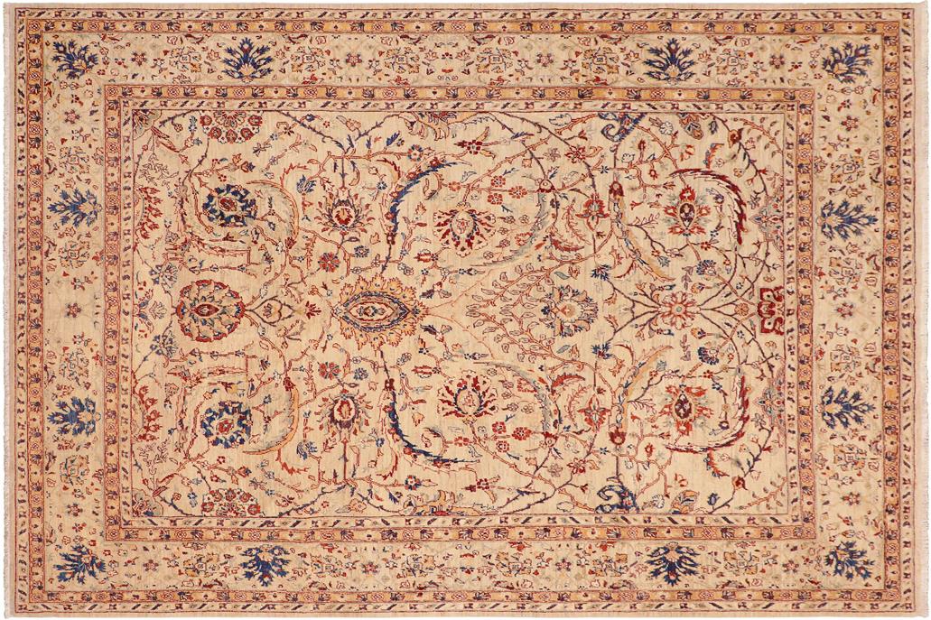 handmade Transitional Kafkaz Tan Blue Hand Knotted RECTANGLE 100% WOOL area rug 8 x 10