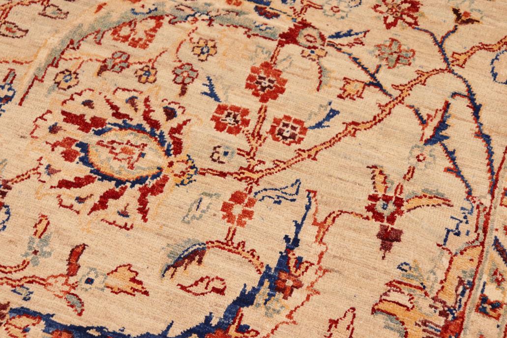 handmade Transitional Kafkaz Tan Blue Hand Knotted RECTANGLE 100% WOOL area rug 8 x 10