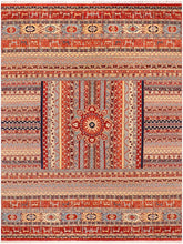 handmade Geometric Khorgeen Rust Blue Hand Knotted RECTANGLE 100% WOOL area rug 10x14