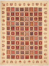 handmade Geometric Khorgeen Beige Red Hand Knotted RECTANGLE 100% WOOL area rug 9x12
