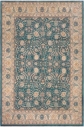 handmade Traditional Design Teal Blue Tan Hand Knotted RECTANGLE 100% WOOL area rug 8'X10'