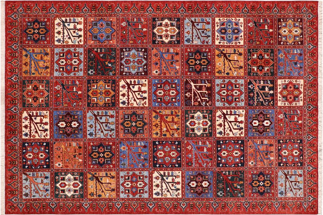 handmade Transitional Kafkaz Red Rust Hand Knotted RECTANGLE 100% WOOL area rug 9 x 12