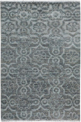 handmade Modern Kafkaz Gray Gray Hand Knotted RECTANGLE WOOL&VISCOU area rug 4X6