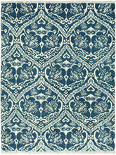 handmade Modern Nabila Blue Ivory Hand Knotted RECTANGLE WOOL&SILK area rug 4x6