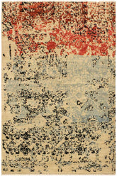 handmade Modern Abstract Blue Red Hand Knotted RECTANGLE 100% WOOL area rug 4X6