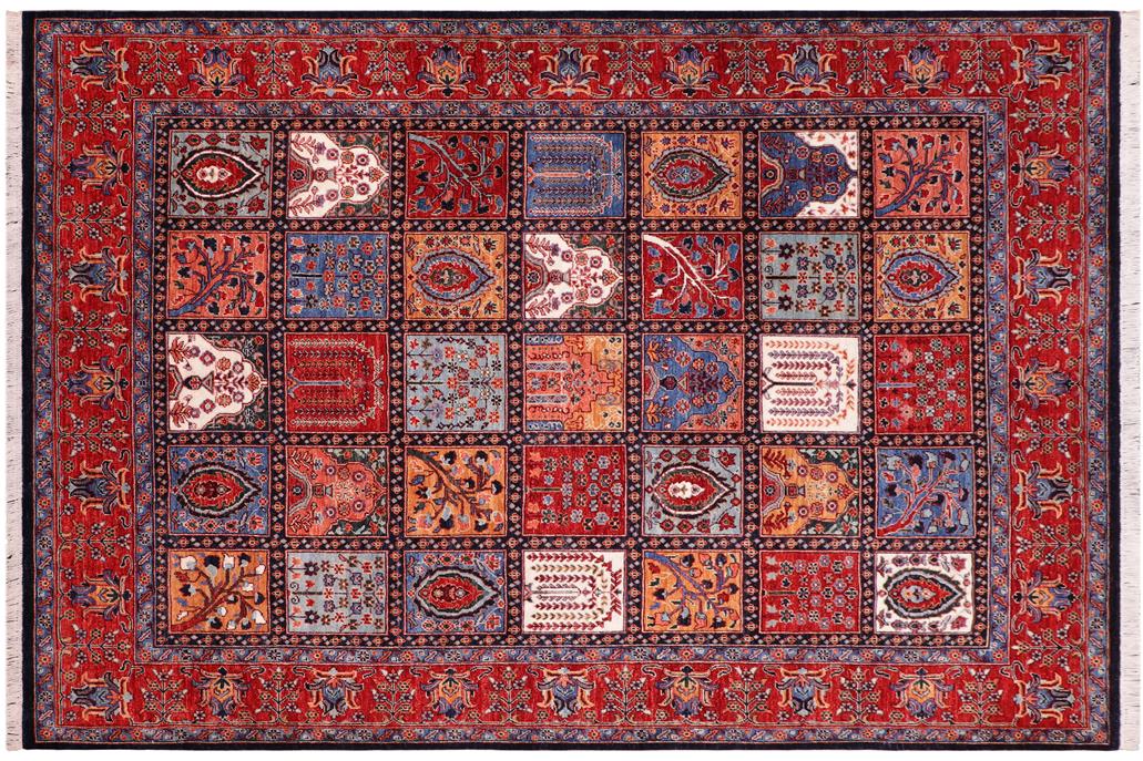 handmade Transitional Kafkaz Blue Rust Hand Knotted RECTANGLE 100% WOOL area rug 8 x 10
