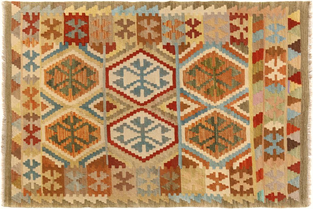 Flat Weave Kilim, Antique, Navaho, Vintage, Handmade, Geometric Kilim Gray Blue Hand-Woven Rectangle 100% Wool Area Rug 4 x 6