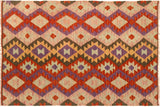 Chic Turkish Kilim Morgana Hand-Woven Wool Rug - 3'5'' x 5'1''