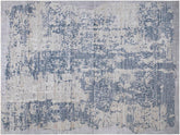 handmade Transitional Distressed Gray Blue Machine Made RECTANGLE POLYESTER area rug 9x12