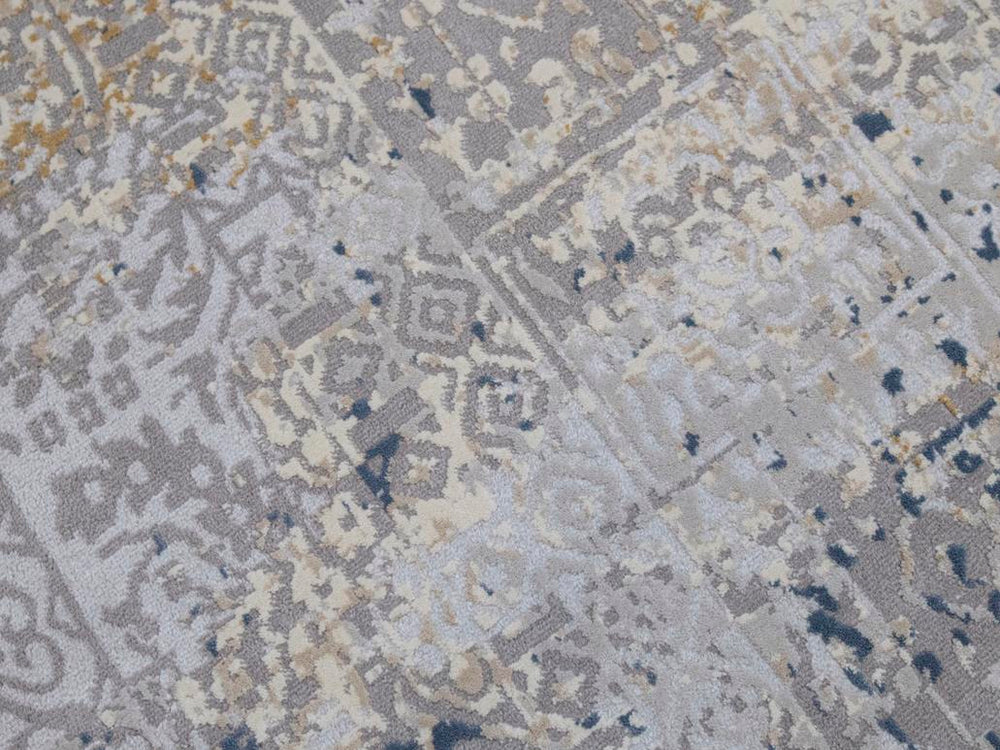 handmade Modern Abstract Gray Blue Machine Made RECTANGLE POLYESTER area rug 9x12