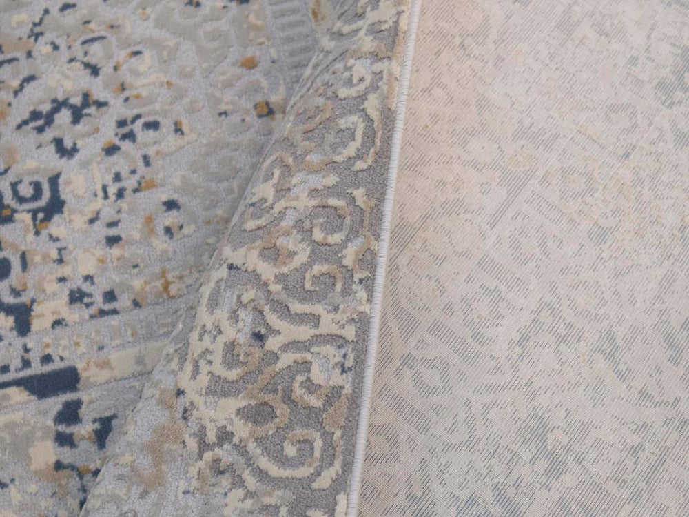 handmade Modern Abstract Gray Blue Machine Made RECTANGLE POLYESTER area rug 9x12