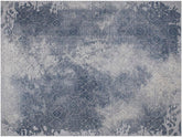 handmade Transitional Distressed Gray Blue Machine Made RECTANGLE POLYESTER area rug 9x12