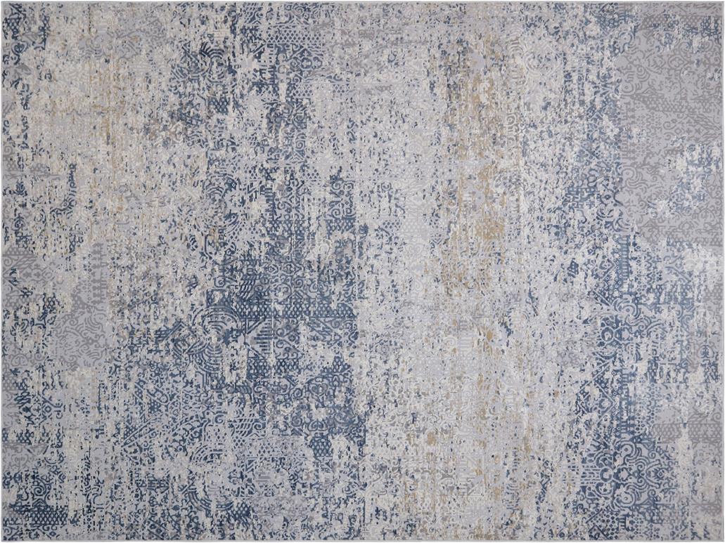 handmade Transitional Vintage Blue Gray Machine Made RECTANGLE POLYESTER area rug 9x12