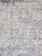 handmade Transitional Abstract Gray Blue Machine Made RECTANGLE POLYESTER area rug 9x12