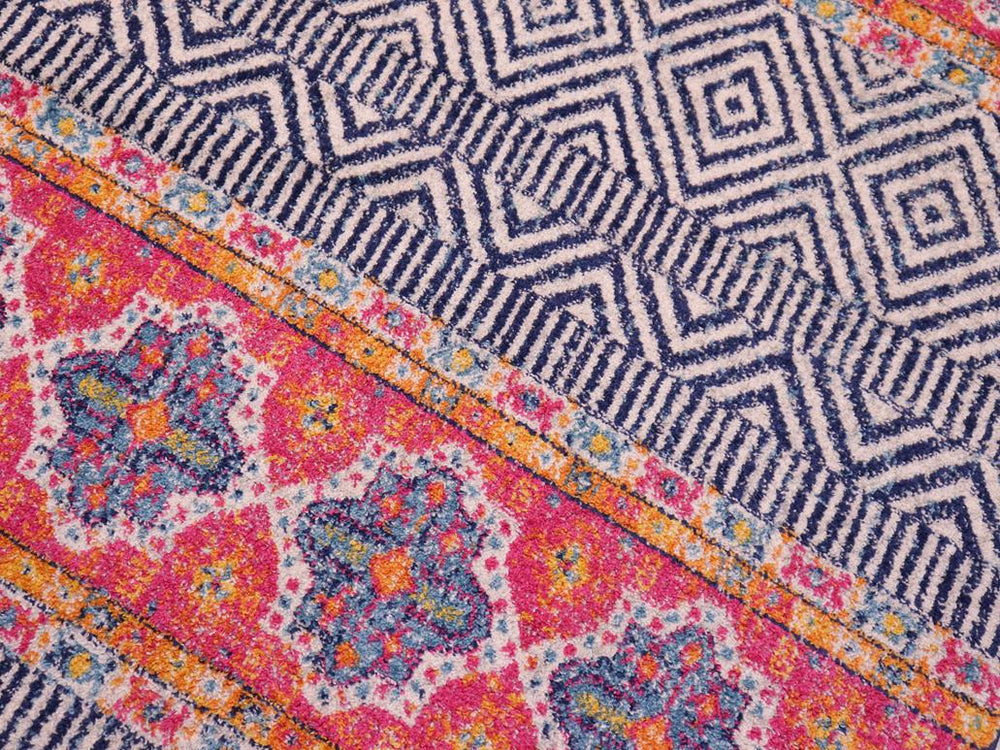 handmade Geometric Modern Blue Fushia Machine Made RECTANGLE POLYESTER area rug