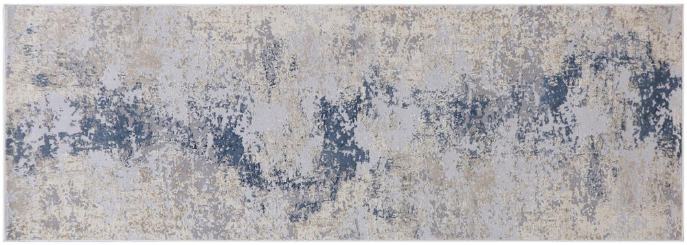 handmade Modern Abstract Gray Blue Machine Made RECTANGLE POLYESTER area rug 9x12