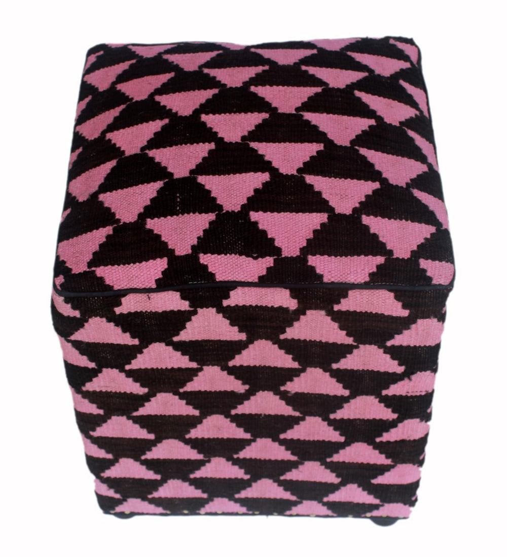 handmade Ottoman Black Pink HandmadeRECTANGLE 100% WOOL area rug