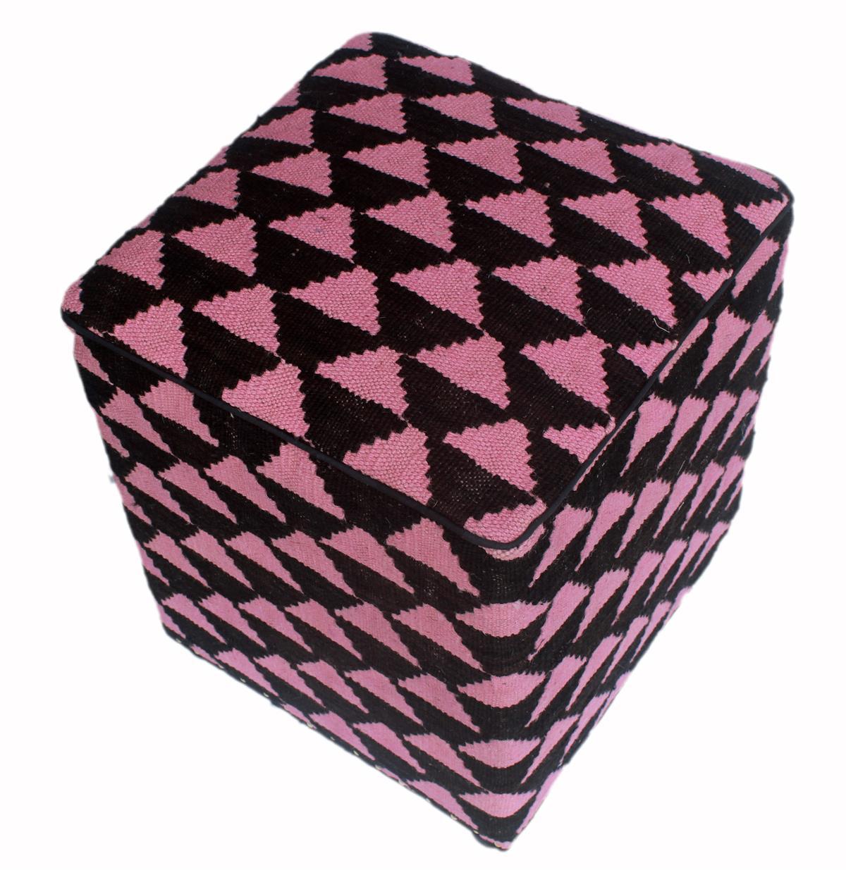 handmade  Ottoman Black Pink HandmadeRECTANGLE 100% WOOL area rug
