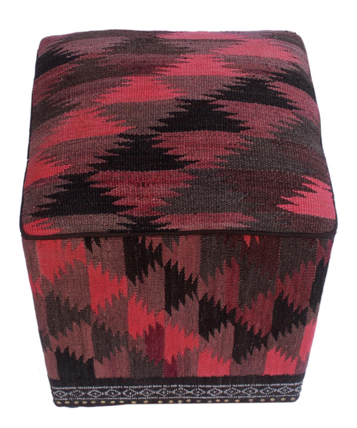 handmade  Ottoman Pink Black HandmadeRECTANGLE 100% WOOL area rug