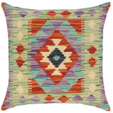 handmade Traditional Pillow Rust Green Hand-Woven SQUARE 100% WOOL kilim throw pillow