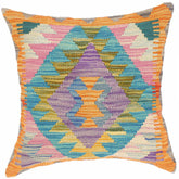 handmade Traditional Pillow Purple Blue Hand-Woven SQUARE 100% WOOL kilim throw pillow