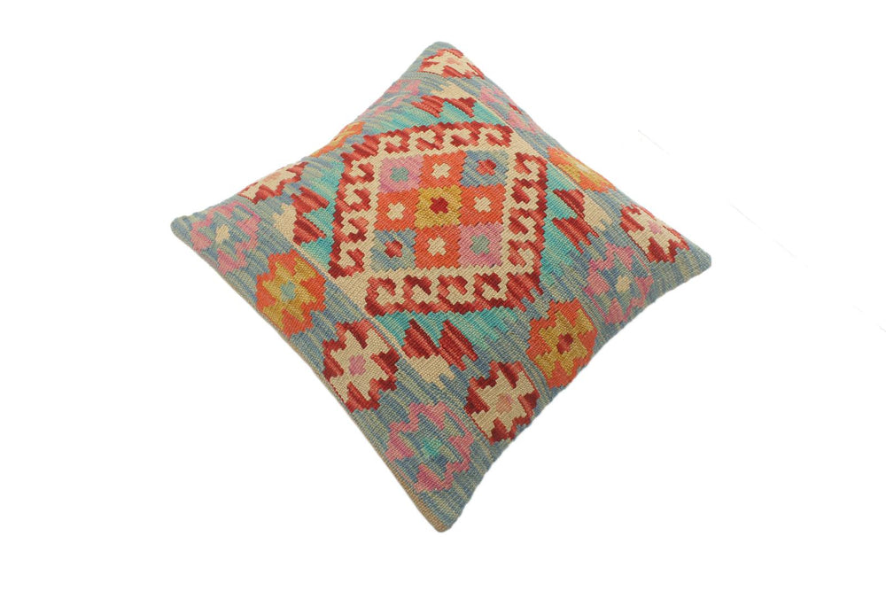 handmade Tribal Turkish Antique Red Blue Hand-Woven SQUARE 100% WOOL pillow