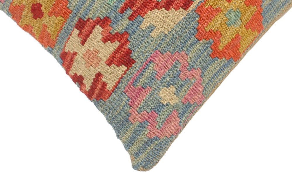 handmade Tribal Turkish Antique Red Blue Hand-Woven SQUARE 100% WOOL pillow