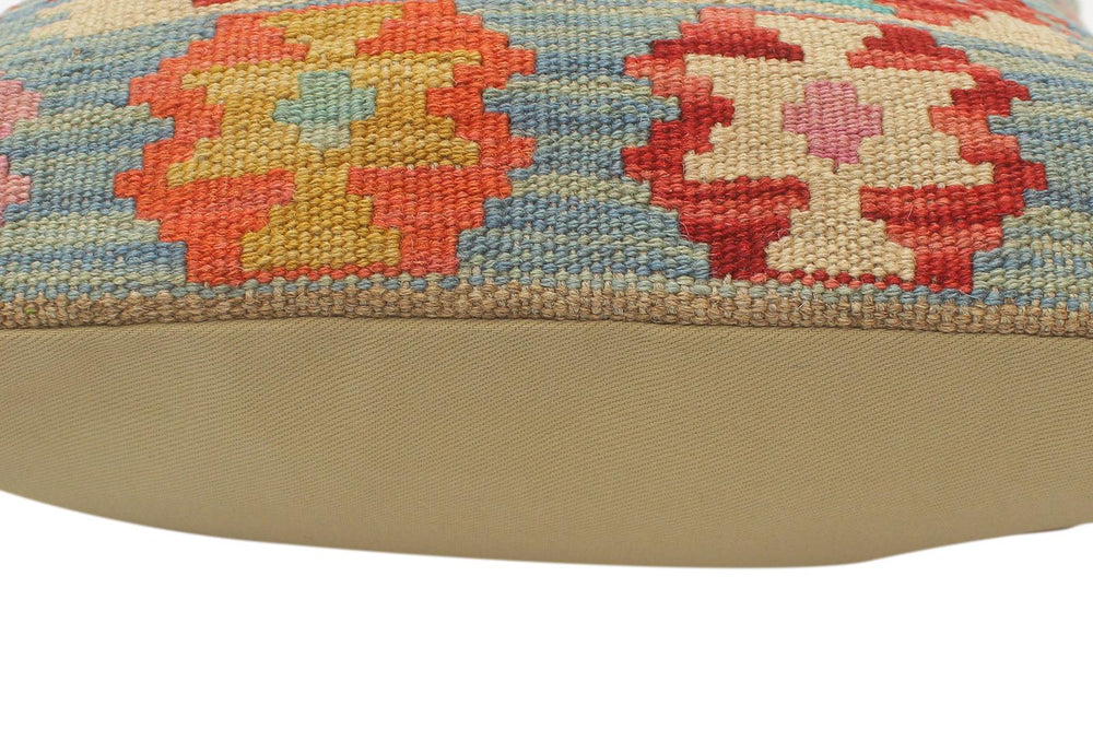 handmade Tribal Turkish Antique Red Blue Hand-Woven SQUARE 100% WOOL pillow