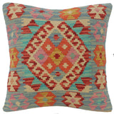 handmade Tribal Turkish Antique Red Blue Hand-Woven SQUARE 100% WOOL pillow