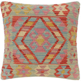 handmade Tribal Turkish Antique Red Blue Hand-Woven SQUARE 100% WOOL pillow
