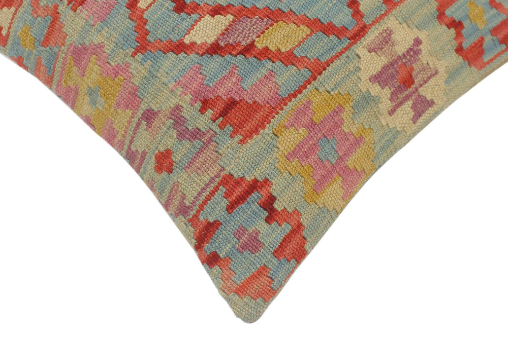 handmade Tribal Turkish Antique Red Blue Hand-Woven SQUARE 100% WOOL pillow