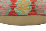 handmade Tribal Turkish Antique Blue Red Hand-Woven SQUARE 100% WOOL pillow