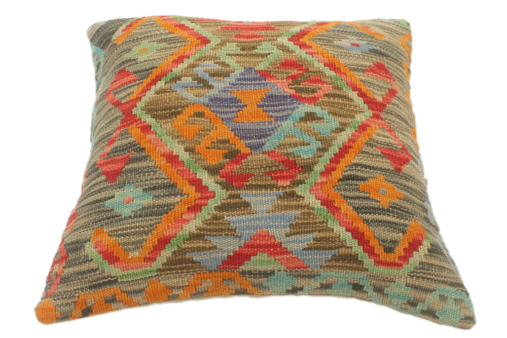 handmade Tribal Turkish Antique Charcoal Red Hand-Woven SQUARE 100% WOOL pillow